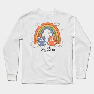 My Rainbow Cat is My Valentine Long Sleeve T-Shirt